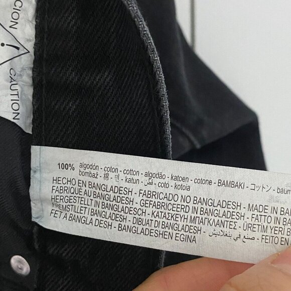 Zara Retro Cycling Shorts Womens Size 32 Cutoff Denim Bermuda Black Button Fly - Picture 9 of 12